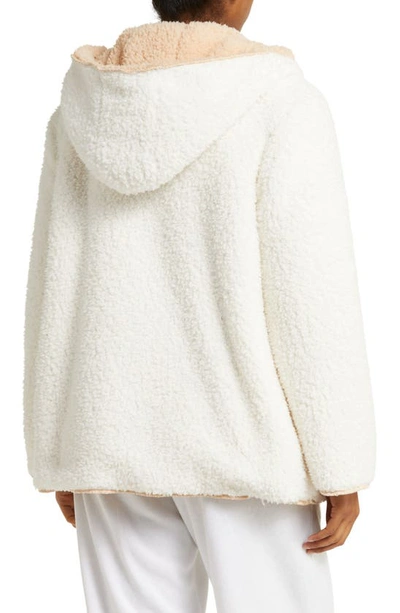 Shop Sanctuary Reversible Hooded Fleece Bed Jacket In Cream