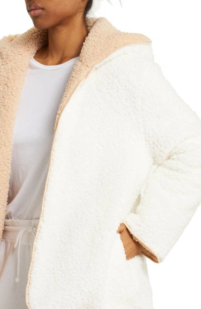 Shop Sanctuary Reversible Hooded Fleece Bed Jacket In Cream