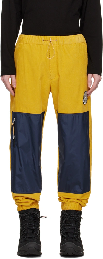 Shop Moncler Yellow Colorblock Lounge Pants In 185 Yellow