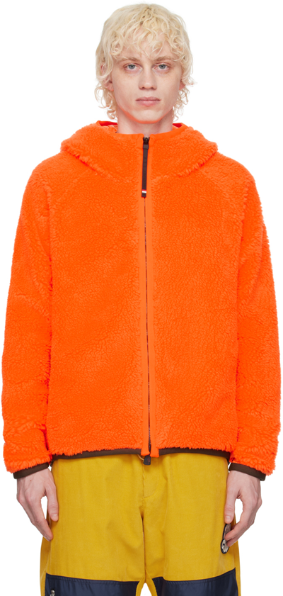 Shop Moncler Orange Zip-up Hoodie In 359 Orange