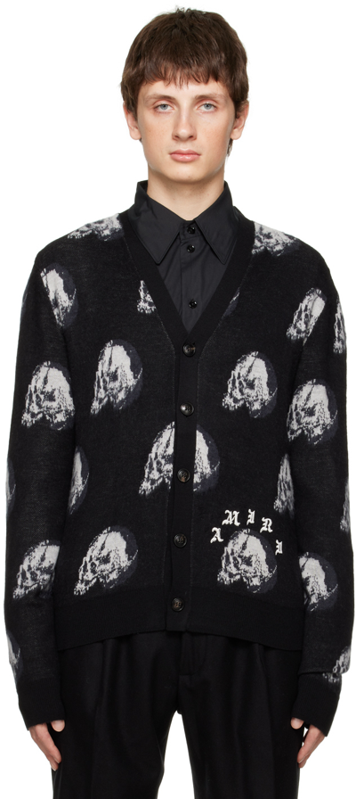Shop Amiri Black Wes Lang Edition Skull Cardigan In Black-100% Cashmere