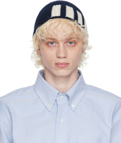 Shop Thom Browne Navy 4-bar Beanie In 415 Navy