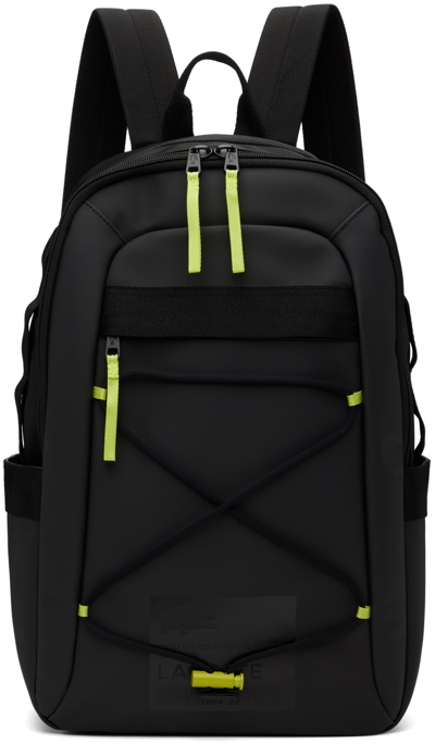 Shop Lacoste Black Water-repellent Backpack In K68 Black Lime