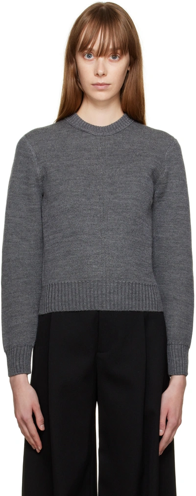 Shop Bottega Veneta Gray Rib Crewneck In 1230 Thunder