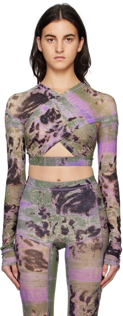 Shop Knwls Green Anti Cross Over Blouse In Waxed Floral Lilac