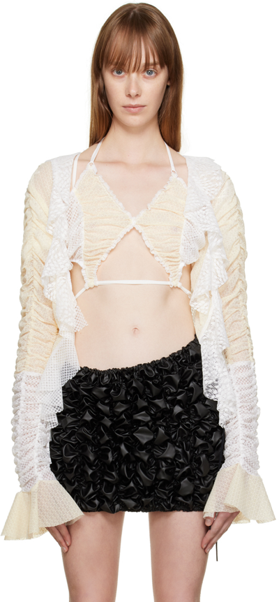 Shop Ester Manas Ssense Exclusive Off-white Ruched Cardigan