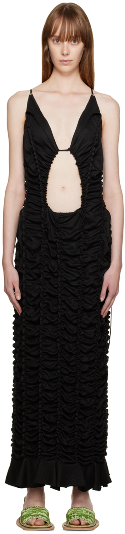 Shop Ester Manas Black Peephole Midi Dress