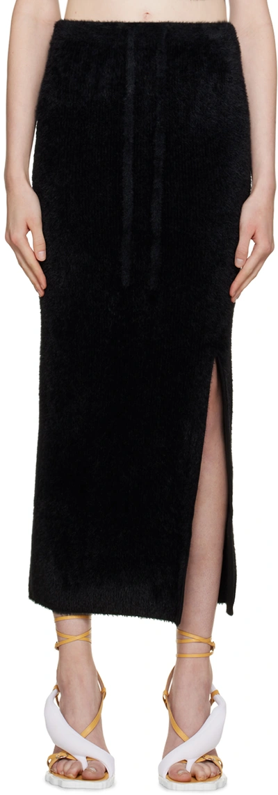 Shop Ester Manas Black Fluffy Peephole Midi Skirt