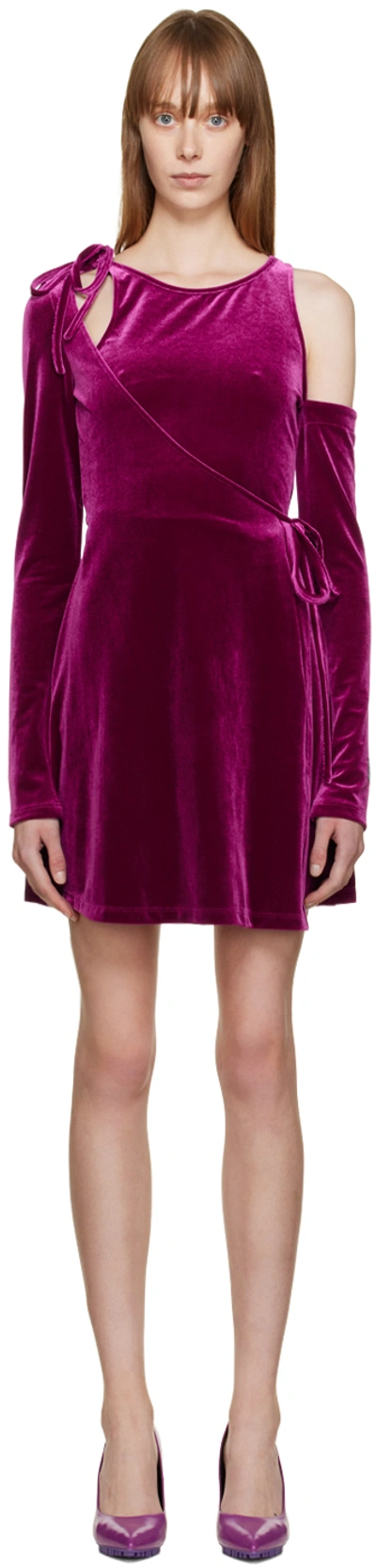 Shop Versace Jeans Couture Purple Wrap Minidress In E341 Currant