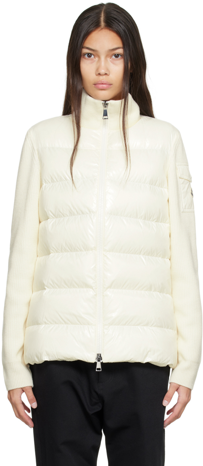 Shop Moncler White Padded Down Cardigan In 034 White