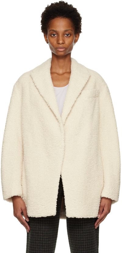 Shop Vince Off-white Faux-fur Jacket In Horchata-294hoc