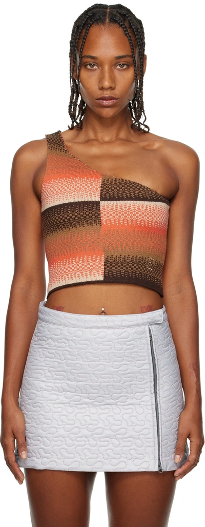 Ok Orange One Shoulder Tank Top In Orange Mix