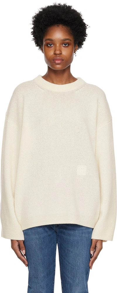 Shop Totême Off-white Crewneck Sweater In 199 Bone