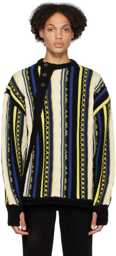 Shop Ader Error Blue & Yellow Frema Sweater In Black