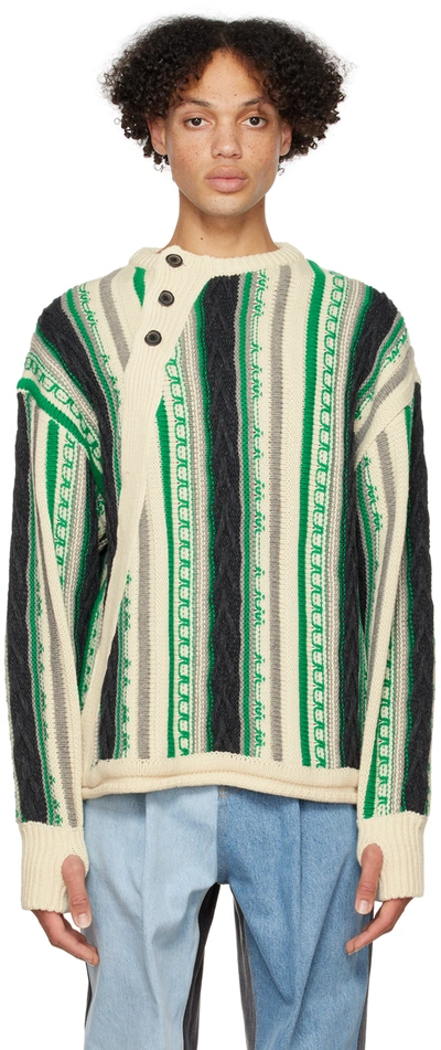 Shop Ader Error Green Frema Sweater In Ivory