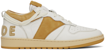 Shop Rhude White & Yellow Rhecess Low Sneakers In White/mustard