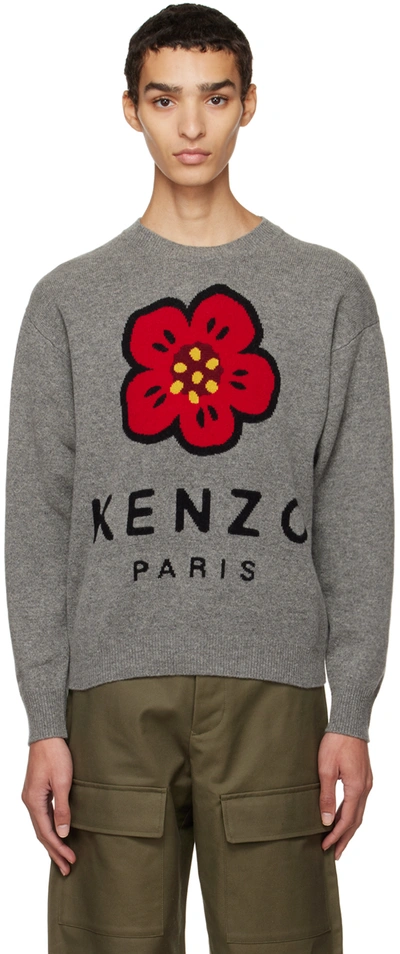 Shop Kenzo Gray  Paris Boke Flower Sweater In 96 - Misty Grey