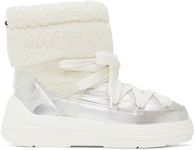 Shop Moncler Silver & White Insolux M Ankle Boots In P09 Silver