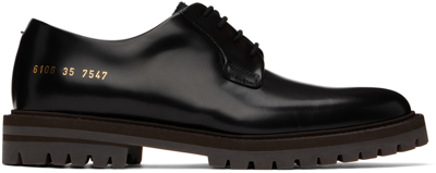 Shop Common Projects Black Leather Derbys In 7547 Black