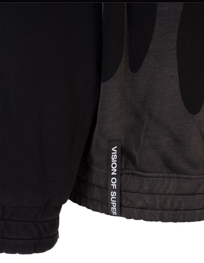 Shop Vision Of Super Man Black Hoodie With Lasered 2.0 Flame In Nero