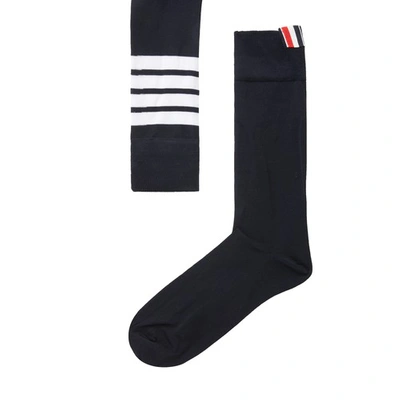 Shop Thom Browne 4bar Socks In Navy