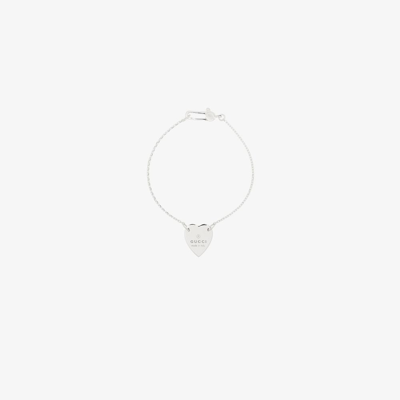 Shop Gucci Sterling Silver Heart Charm Bracelet