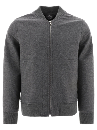 Shop Apc Men's  Grey Other Materials Outerwear Jacket