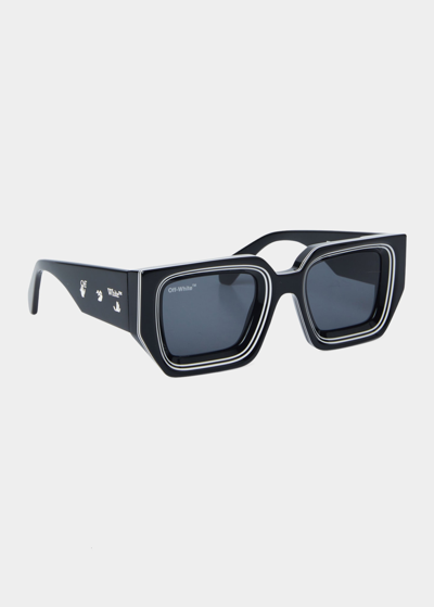 Shop Off-white Men's Francisco Oversized Square Sunglasses In Black Dark Grey