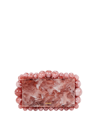 Shop Cult Gaia Eos Beaded Marbled Clutch In Pink