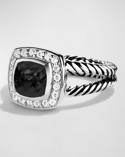 Shop David Yurman Petite Albion Ring With Diamonds In Onyx