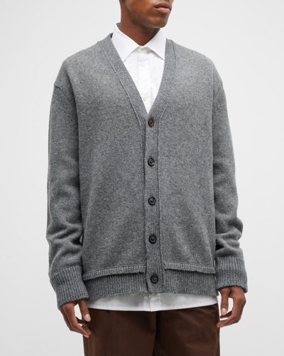 Shop Maison Margiela Men's Wool Cardigan Sweater In Medium/gre