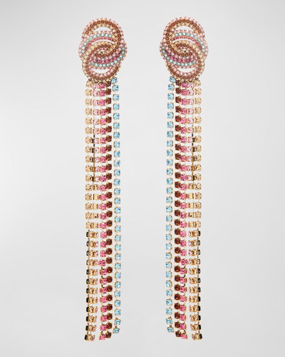 Shop Oscar De La Renta Infinity Crystal Fringe Earrings In Rainbow