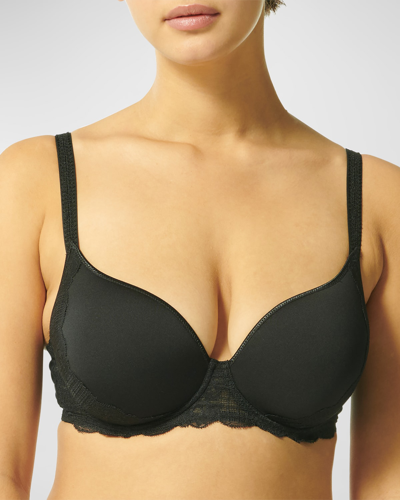 Shop Simone Perele Reve Lace Plunge Bra In Black