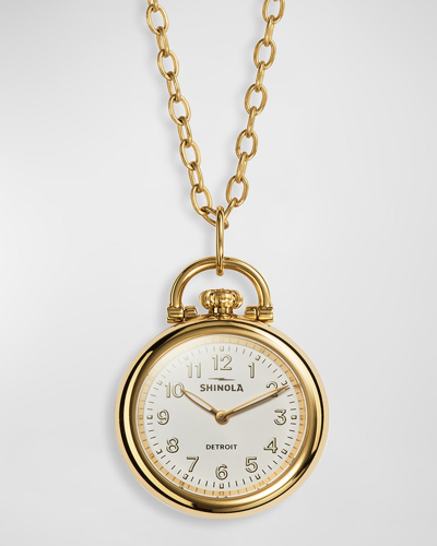 Shop Shinola The Runwell Watch Pendant Necklace, 24mm, 30"l In Yellowgold