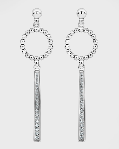 Shop Lagos Sterling Silver Caviar Beaded Circle Drop Earrings With Linear Diamond Station