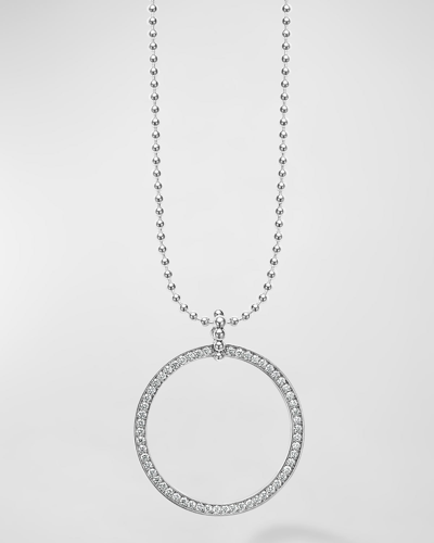 Shop Lagos Sterling Silver Diamond Circle Pendant On Versatile Ball Chain Necklace, 34"l