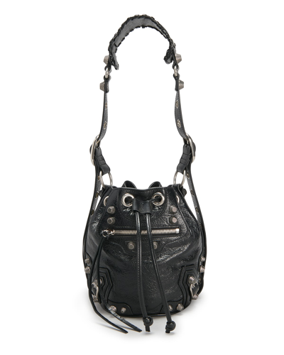 Shop Balenciaga Le Cagole Xs Lambskin Bucket Bag In Black