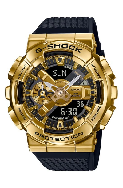 Shop G-shock Gm-110 Series Analog-digital Watch, 49mm In Black And Gold