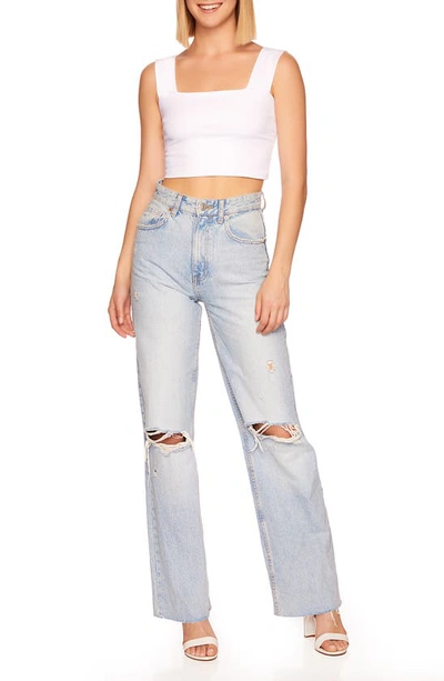 Susana Monaco Square Neck Cropped Tank Top In Sugar