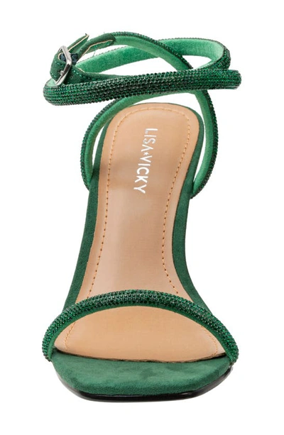 Shop Lisa Vicky Angelic Rhinestone Ankle Strap Sandal In Green