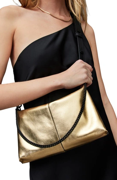 Shop Allsaints Eve Crossbody Bag In Gold
