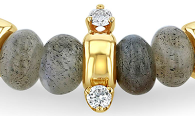 Shop Zoë Chicco Labradorite & Diamond Beaded Bracelet In 14kyg