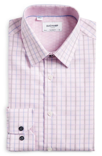 Duchamp Tailored Fit Check Dress Shirt In Pink