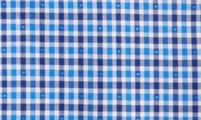 Duchamp Plaid Print Long Sleeve Tailored Fit Dress Shirt In Navy
