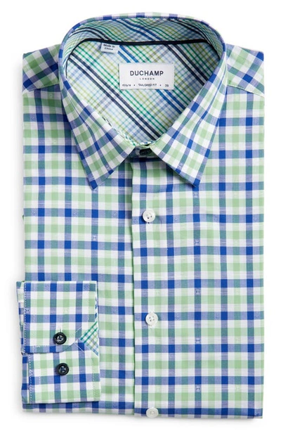 Shop Duchamp Tailored Fit Gingham Dress Shirt In Green