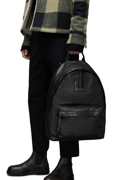 Shop Allsaints Carabiner Leather Backpack In Black