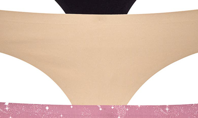 Shop Honeydew Intimates Skinz 3-pack Thong In Blk/ Nude/ Orgalaxy