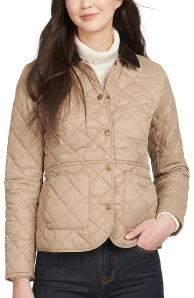 Shop Barbour Deveron Diamond Quilted Jacket In Light Trench