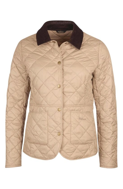Shop Barbour Deveron Diamond Quilted Jacket In Light Trench