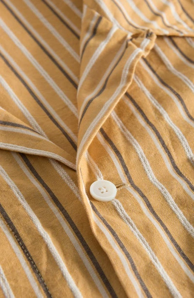 Shop Wood Wood Jason Dobby Stripe Organic Cotton Button-up Shirt In Ochre